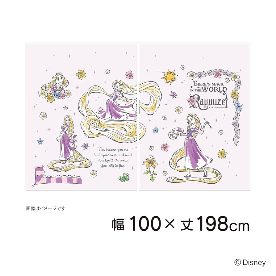 新品★TDR限定品★カーテン★ラプンツェル★壁画★イラスト★ディズニー Amazon｜MORIPiLO ディズニー 遮光カーテン ラプンツェル (絵羽